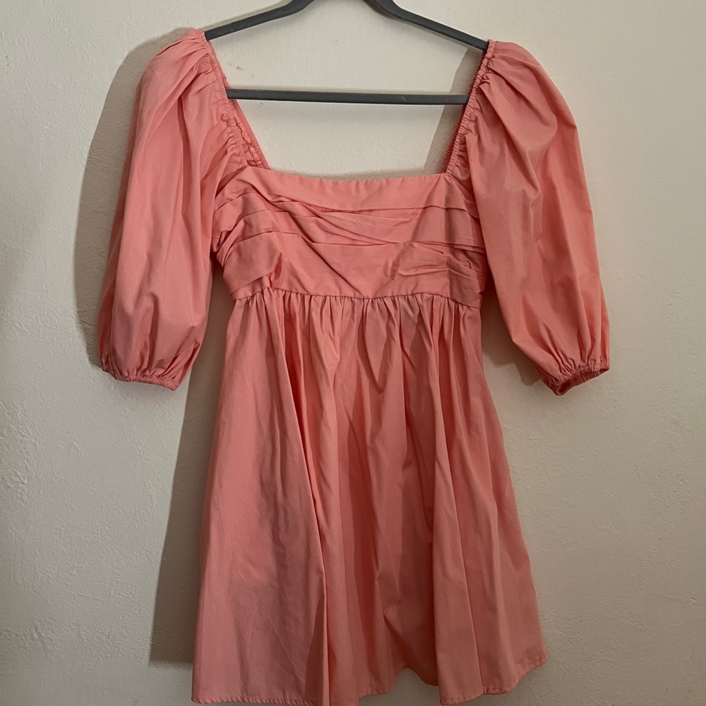 Elegant Pink Puff Sleeve Dress